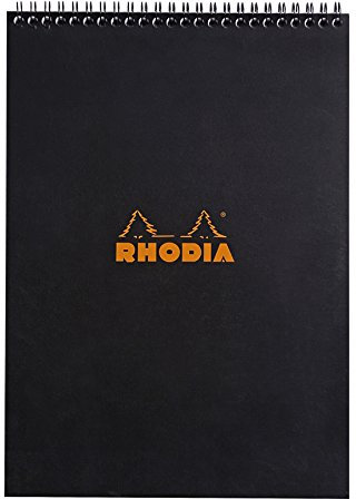 Rhodia 185019C Note Pad mit Doppelspirale, DIN A4, liniert, 80 g, 21 x 29.7 cm, 80 Blatt, schwarz