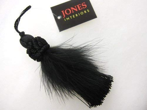 Fifi key tassel - Flouncy feather decorative cushion blind curtain drawer trimming (Black)