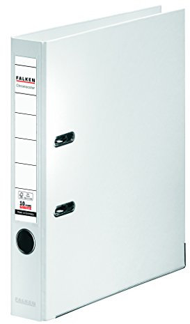 Original Falken Chromocolor Premium-Ordner. Made in Germany. Kunststoffbezug außen und innen 5 cm breit DIN A4 weiß Ringordner Aktenordner Briefordner Büroordner Plastikordner Schlitzordner