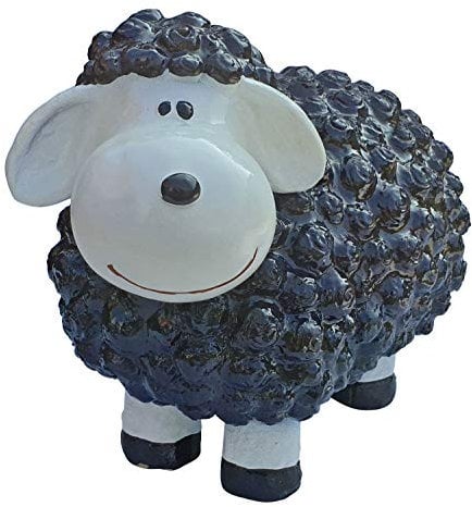 Lustige Tierdeko Schaf bunt versch. Farben auswählbar Garten Deko Tierfigur (Schwarz)