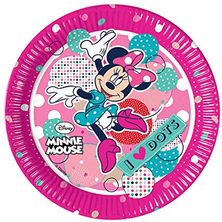 Unique Party 72101 - 20cm I Love Dots Disney Minnie Mouse Paper Plates, Pack of 8