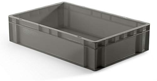 Euro-Format-Stapelbehälter, Wände und Boden geschlossen - LxBxH 600 x 400 x 145 mm - grau, VE 5 Stk - Euronorm Stapelkasten Euronorm Stapelkästen Euronorm-Stapelkasten Kunststoff-Stapelkasten Kunststoffbehälter Kunststoffkasten Kunststoffstapelbehälter