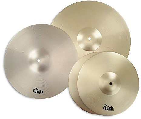 Flash Impact Series 368 Schlagzeug Becken Set (Drum Cymbals, 13 HiHats, 16 Crash-Ride, 18 Crash-Ride, voller, durchsetzungsfähiger Sound)