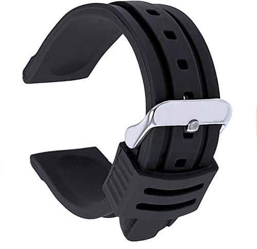 Talk Time Silicone Rubber Divers Watch Strap Black 18mm 20mm 22mm 24mm 26mm