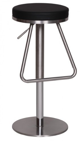 WOHNLING Barhocker WL1.291 Schwarz Edelstahl höhenverstellbare Sitzfläche 54 - 79cm, Design Barstuhl mit Rückenlehne, Bistrohocker Barsitz Gepolstert, Thekenhocker 360° Drehbar, Tresenstuhl Modern