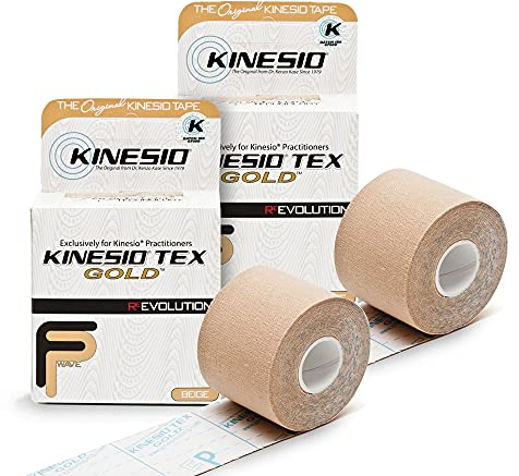 Kinesio Taping - Elastic Therapeutic Athletic Tape Tex Gold FP - Beige– 2 in. x 16.4 ft - 2 Pack