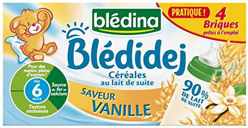 Blédina Bledidej Céréales lactées Saveur Vanille dès 6 mois 4 briques de 25 cl