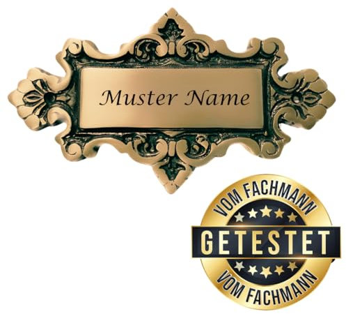 Elegantes Antik-Design: Massives Messing-Türschild 17,5 x 0,7 x 10 cm inklusive individueller Gravur für Haustüren, Briefkästen und Eingangsbereiche