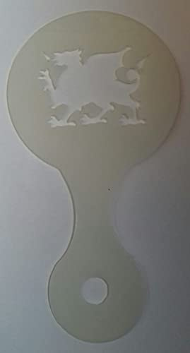 2 x Welsh Dragon coffee/cappuccino stencils reusable many times present gift fundraising Wales St Davids Day 6 nations rugby Internationals
