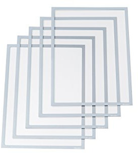 Ultradex 889009 Infotasche magnetisch für DIN A4, 5-er Packung, 312 x 225 mm, grau
