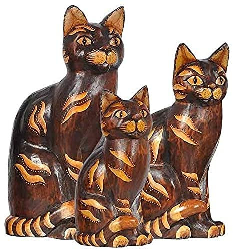 WORU Katzen Micki aus Albesia-Holz im 3er-Set