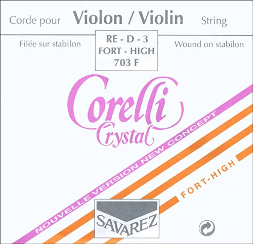 Cordes Corelli Violon Crystal Ré Nylon/Argent filé; Forte