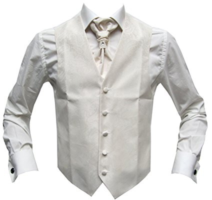 MMUGA Hochzeitwesten Set mit Plastron Creme 50