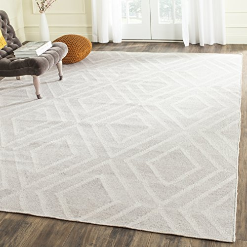 SAFAVIEH Area Rug 8x10 - Kilim Collection - Large - Ivory & Ivory, Handmade Viscose, Moroccan Design, Ideal for Living Room, Bedroom, Office, Dining Space (KLM516B)