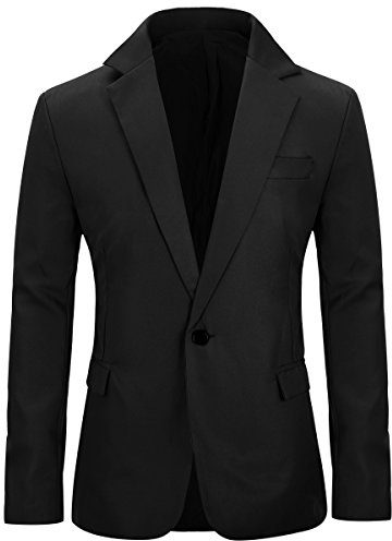 Allthemen Mens Casual Suit Jackets Slim Fit Blazer One Button Suits Coat Solid Casual Jacket Tops , M, Black
