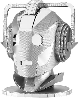 MetalEarth: Doctor Who/Cyberman Head 4.06x4.06x7.11cm, Maquette 3D en métal avec 2 Feuilles, sur Carte 12x17cm, 14+