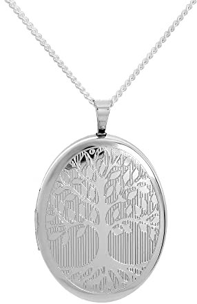 Collier et Pendentif Médaillon Arbre de Vie en Argent 925/1000-61cm