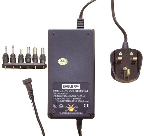 Regulated Switch Mode Power Supply 5000mA (75VA), Black