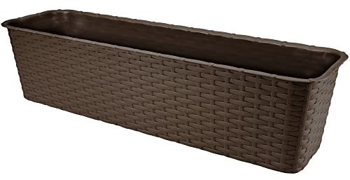 Verdenia 7003 - Vaso per fiori da balcone, leggero, decorativo per piante, per esterni, in plastica, balcone, giardino, in diversi colori, 60 cm, marrone