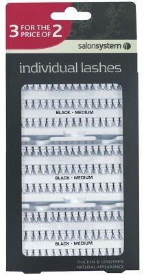 SALON SYSTEM INDIVIDUAL LASHES MEDIUM BLACK 2+1