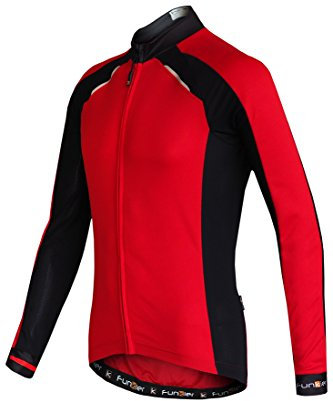 Funkier Men Strike Active Long Sleeve Summer Cycling Jersey - Red/Black, Small