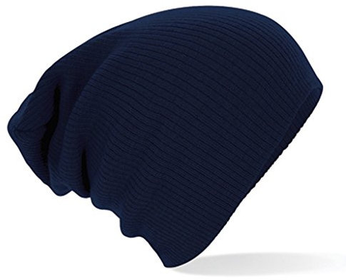 Beechfield Slouch Beanie Strickmütze, Marineblau, One Size