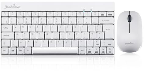 Perixx PERIDUO-712W UK, Wireless Mini Keyboard and Mouse Combo - 2.4 G - White - UK Layout