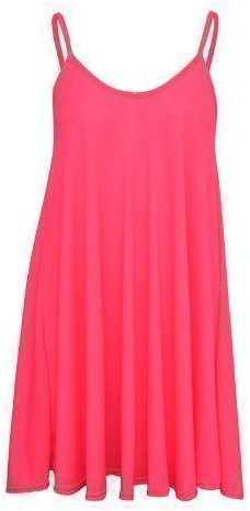 XpoZed Moda - Robe Femme Uni Fluo Caraco sans Manche Mini Trapèze Neuf - M-L, Rose Fluo