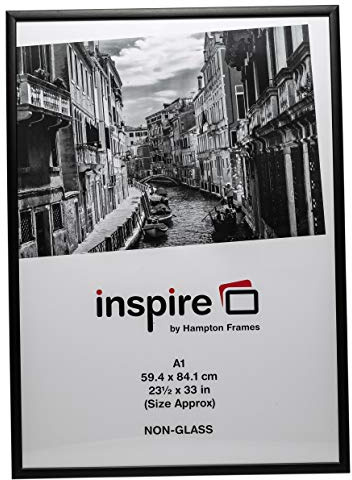 Hampton Frames BLACKWOOD Pine Poster Certificate Photo Frame Acrylic (Non Glass) Black A1 (59x84cm) PAWFA1BBLKX