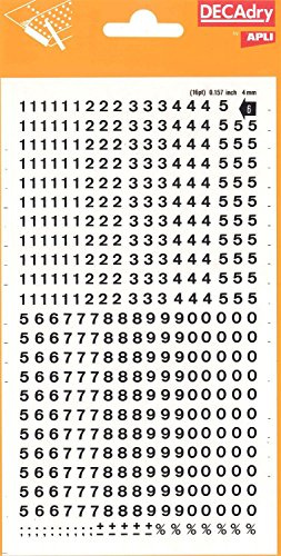 Buchstaben- und Zahlenetiketten, Farbe: schwarz Nummern 4 mm Schwarz