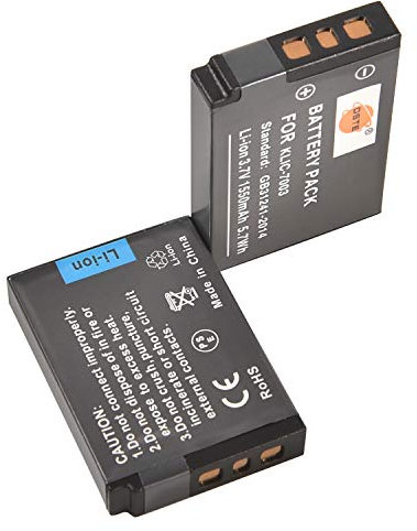 DSTE® 2x KLIC-7003 Rechargeable Li-ion Battery for Kodak EasyShare M381 EasyShare M420 EasyShare V1003 EasyShare V803 EasyShare Z950 EasyShare M380 GE E1030 GE E1040 GE E1050TW GE E1240 GE E1250TW GE E850GE H855 Camera as GB-40