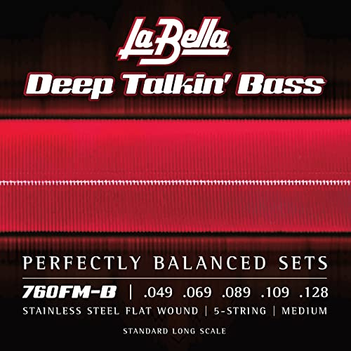 La Bella 760FM-B Deep Talkin' Stainless Steel Flat Wound Medium Standard Long Scale, Bass Guitar Strings 49-128