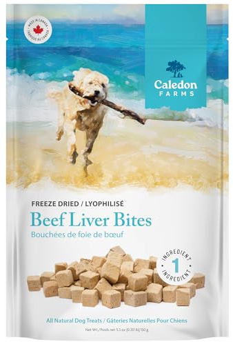 Caledon Farms Freeze Dried Beef Liver Bites Dog Treats, 150 Grams/5.3OZ