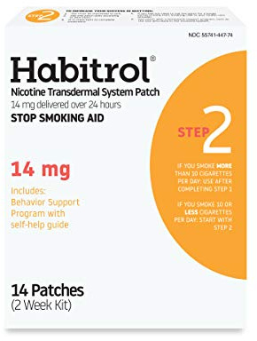 Habitrol Nicotine Transdermal System Patch | Stop Smoking Aid | Step 2 (14 mg) | 14 Patches (2 Week Kit) | Packaging May Vary
