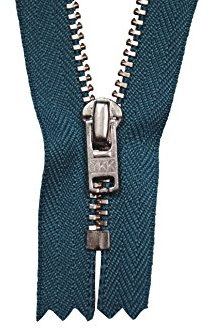 YKK Reißverschluss Jeansblau 18 cm für Hosen Hosenreißverschluss 4 mm Metallzähne silberfarben