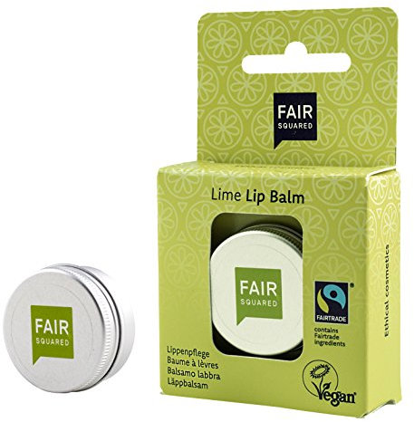 FAIR SQUARED Lippenbalsam Lippenpflege 12 Gramm Döschen - Fairtrade - Vegane Zertifizierte Naturkosmetik - Limette