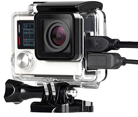 SOONSUN Skeleton Case for GoPro Hero 4, Hero 3+, Hero 3 – Side Open Frame Housing with Touch Backdoor, Access to Ports & Mic Adapter, for Live Feed, Charging, External Mic Use