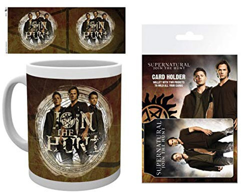 Supernatural, Join The Hunt Foto-Tasse Kaffeetasse (9x8 cm) + 1 Supernatural EC-Kartenhülle Kartenetui Für Fans Und Sammler (10x7 cm)