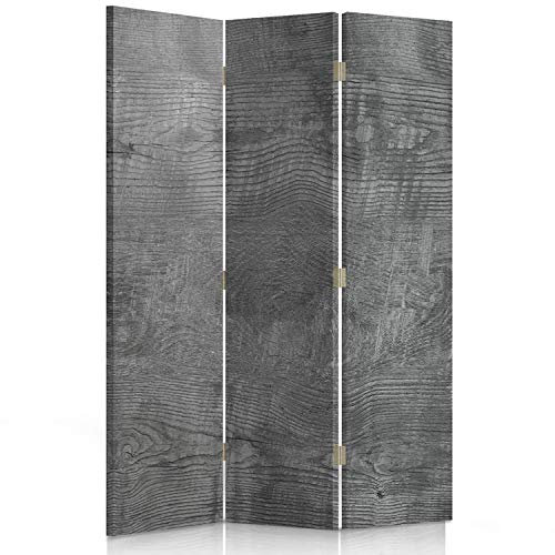Feeby Frames. Raumteiler, Gedruckten auf Canvas, Leinwand Wandschirme, dekorative Trennwand, Paravent beidseitig, 3 teilig (110x180 cm), BRETTER, Holz, Platten, RUSTIKAL, GRAU
