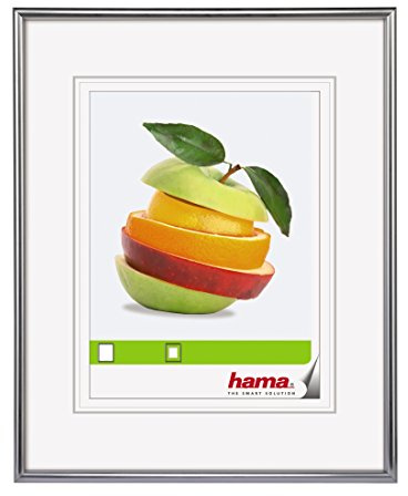 Hama Cadre Photo en Plastique Décor Sevilla (Taille du Cadre de 28 x 35 cm avec Bordure de 9 mm x 17 mm, pour Une Photo de 18 x 24 cm) Argent Mat