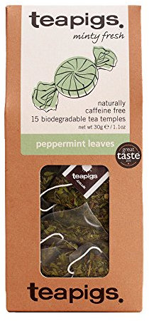teapigs Peppermint Tea - Caffeine-Free Mint Tea Bags with Whole Peppermint Leaves - Fresh and Minty Blend - 15 Temples