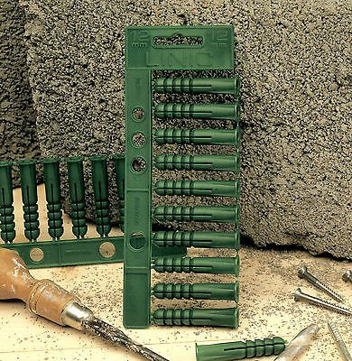 Linic Products UK Made Fixing Masonry Plastic Wall Plugs, 12mm x 30 (3 Strips of 10) GREEN. (S7190) Free UK Postage