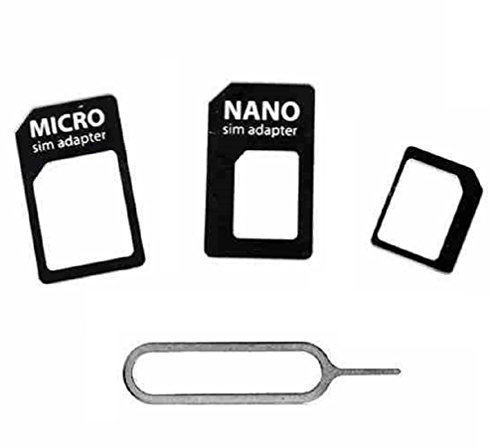C63 Kit adaptateur carte SIM 4 en 1 L adaptateur Nano/Micro SIM pour iPhone 5/5S, 4/4S/3G/3GS/iPad 1/2/3/tablettes, Smartphones avec outil d éjection