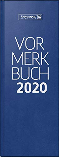 BRUNNEN 1078602 Tischkalender/Vormerkbuch Modell 786 (2 Seiten = 1 Tag, 11,0 x 29,7cm, Balacron-Einband, linke Seite Kalendarium 2020, rechte Seite für Notizen) blau