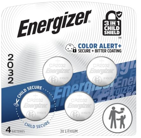 Energizer 2032 Batteries (4 Pack), 3V Lithium Coin Batteries