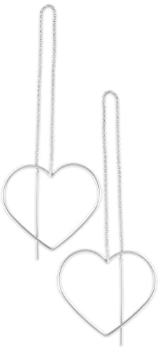 Minimalistische Herz-Durchzieher Ohrringe aus 925 Sterlingsilber – ultrafeine Kette – leicht und hypoallergen – elegantes Everyday-Piece – handmade by Emmanuela