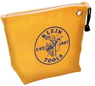 Klein Tools 5539YEL Zipper Bag, Canvas Tool Pouch is 10-Inch Consumables Bag for Storing Parts, Brass Grommet for Easy Hanging, Yellow