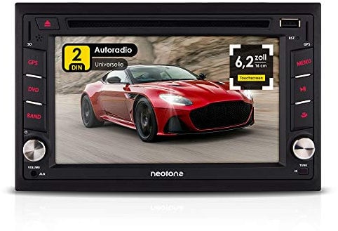 NEOTONE NDX-300W | Navigation mit Europakarten | universelles 2DIN Autoradio | 6.2 Zoll | Bluetooth | Touchscreen | DVD-Player | 16GB MicroSD inklusive