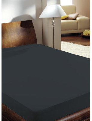 Primera Spannbettlaken Mako Satin 100% Baumwolle Schwarz 180 x 200 cm