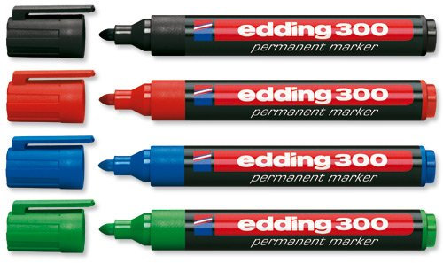 Edding E-300 Permanentmarker, Rundspitze, 1,5 bis 3 mm himmel Noir/Rouge/Bleu/Vert/Jaune/Orange/Marron/Violet/Rose/Bleu